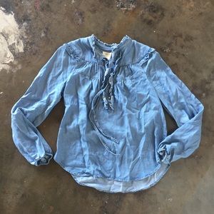 Anthropologie Maeve Denim Peasant Blouse